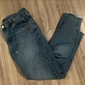 Women’s Jeans Floral Embroidery GAP Size 30 - Girlfriend Loose Fit